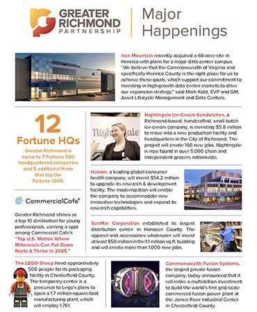A flyer of the most recent economic development progress of the Richmond Region.