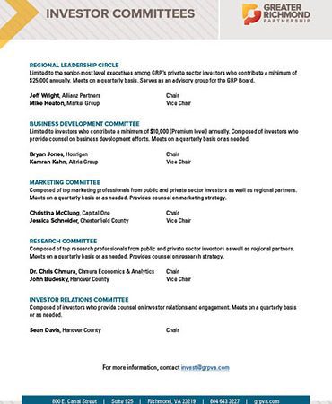 GRP Investor committees and their members.