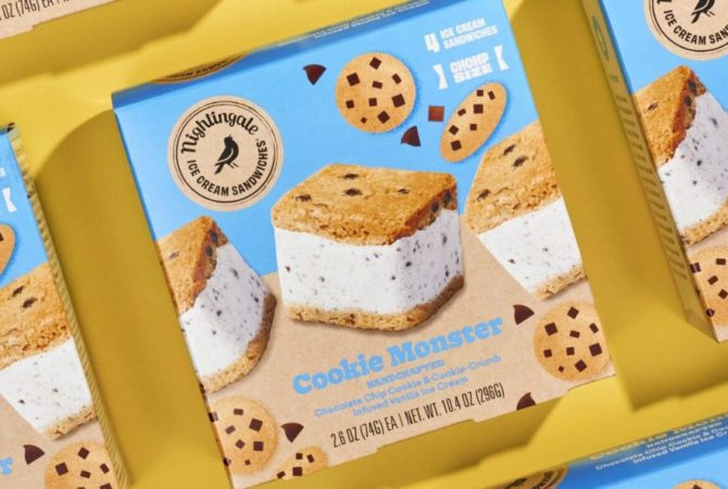 Ice cream company Nightingale packaging in Kroger's stores