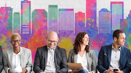 Group of diverse people are waiting for a job interview