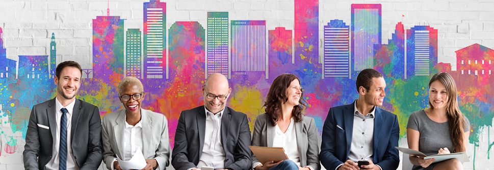 Group of diverse people are waiting for a job interview