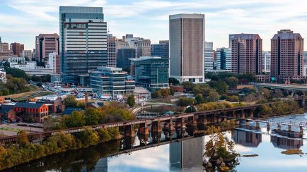 RVA skyline over the river