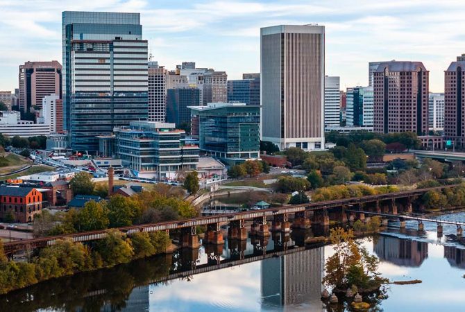 RVA skyline over the river