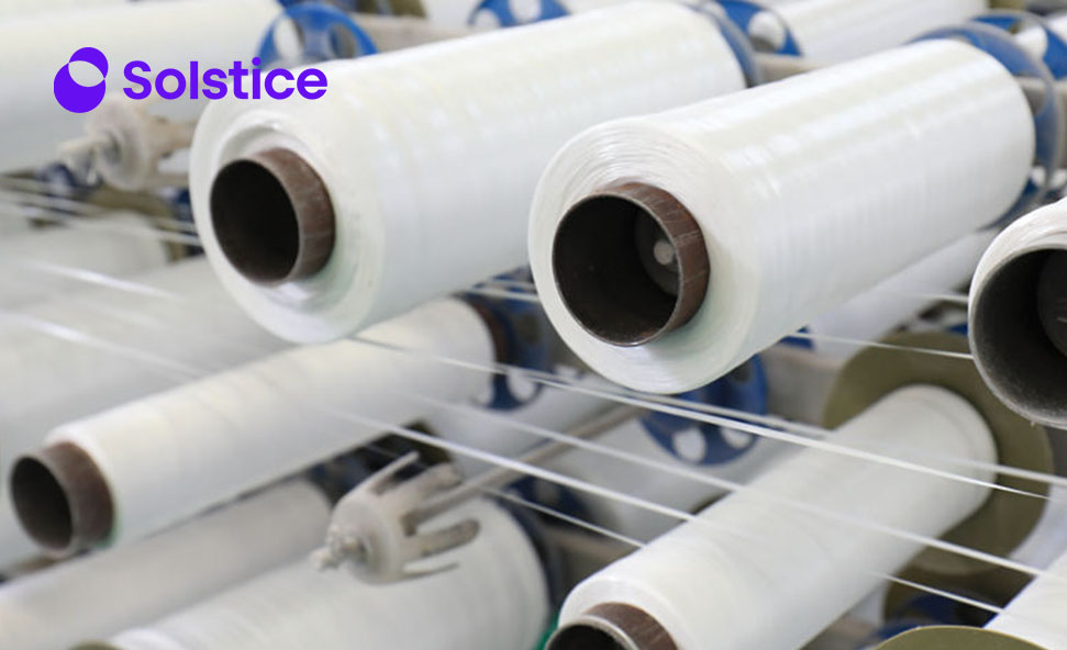 Solstice fibers on rolls for manufacturing materials