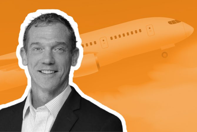 image of Jeff Wright, CEO Allianz Partners US on orange background