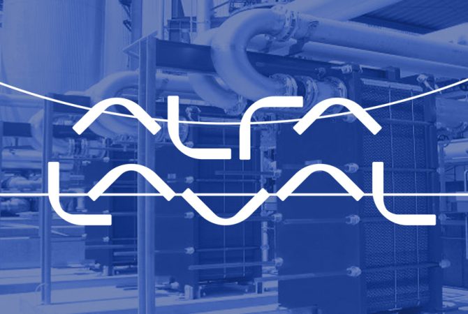 Alfa Laval logo over equipment